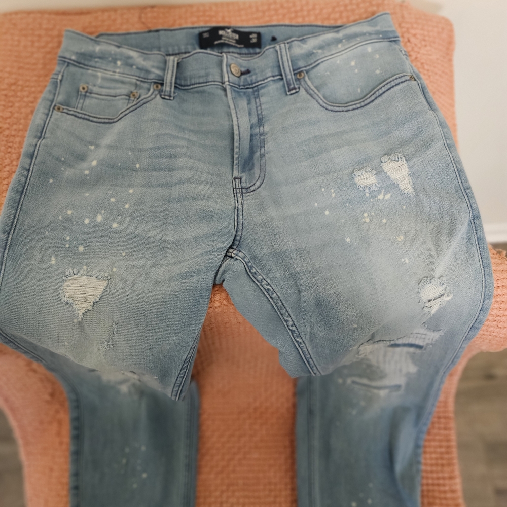 Hollister Light Blue Distressed Boyfriend Jeans